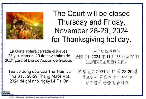 Thanksgiving Closure